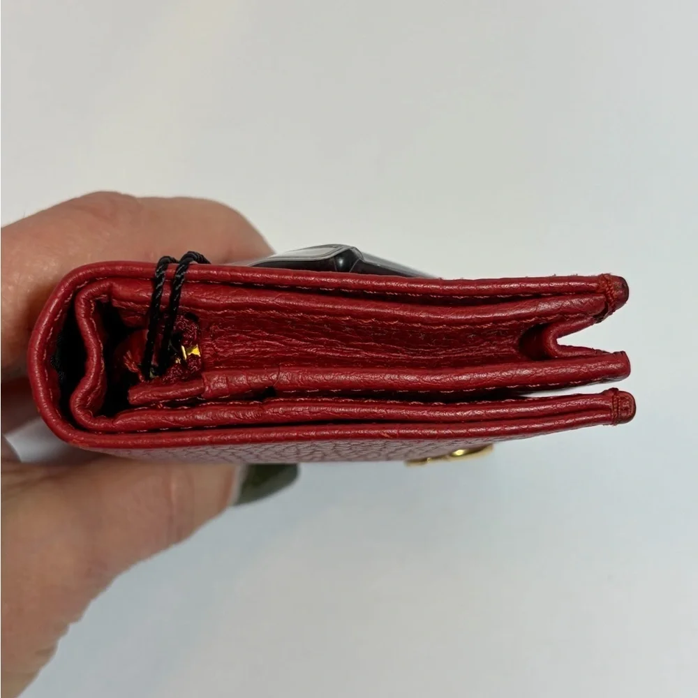 Gucci Red Leather Wallet with Gold Logo
